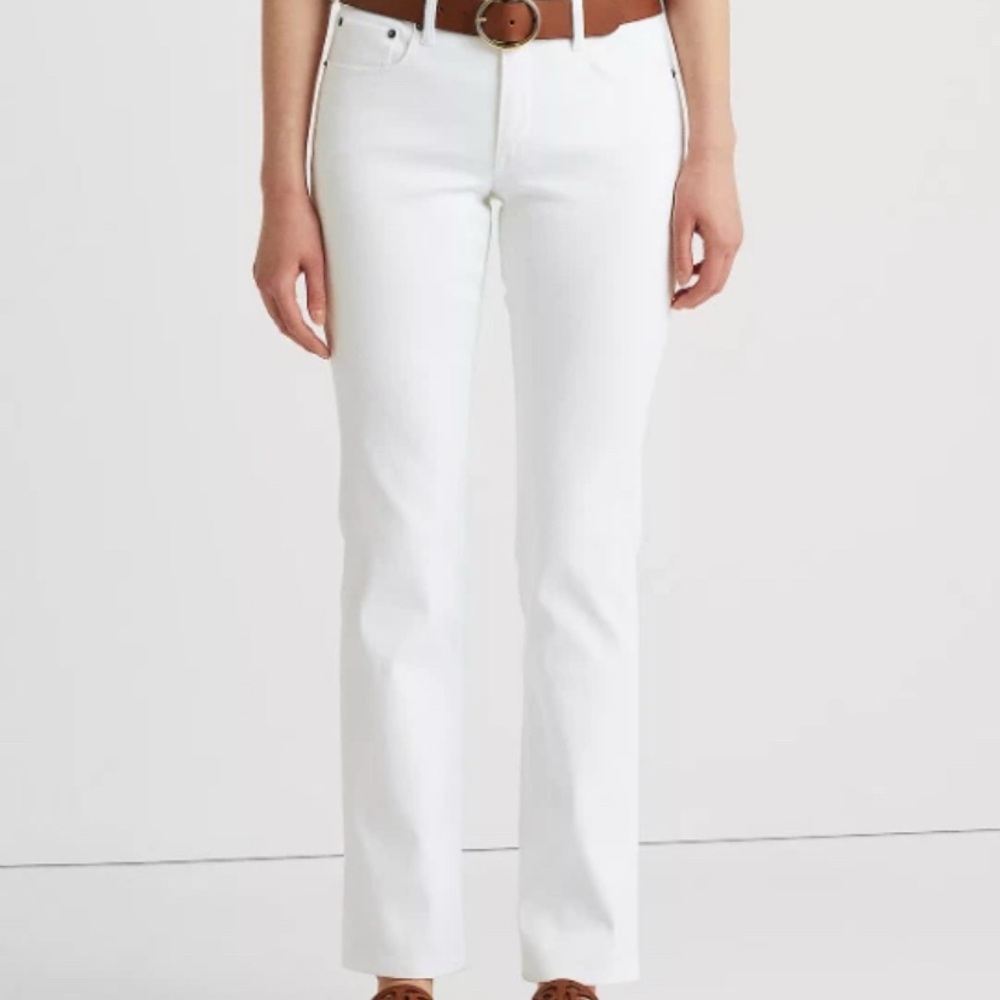 Ralph Lauren Women's Jeans White Stretch Premier Straight Pants 12 NWT